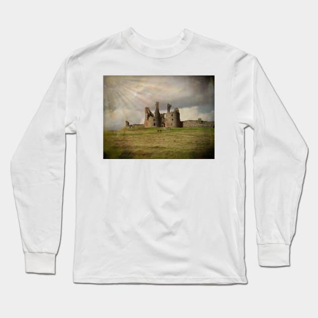 Artistic Dunstanburgh Castle in Northumberland Long Sleeve T-Shirt by Violaman